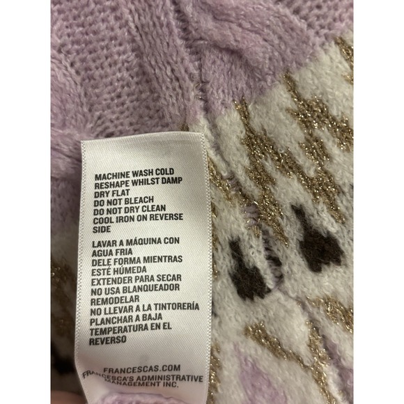 Miami For Francesca's Women's Purple Fair Isle Sweater Sequin Size Small New $60 - Picture 6 of 7